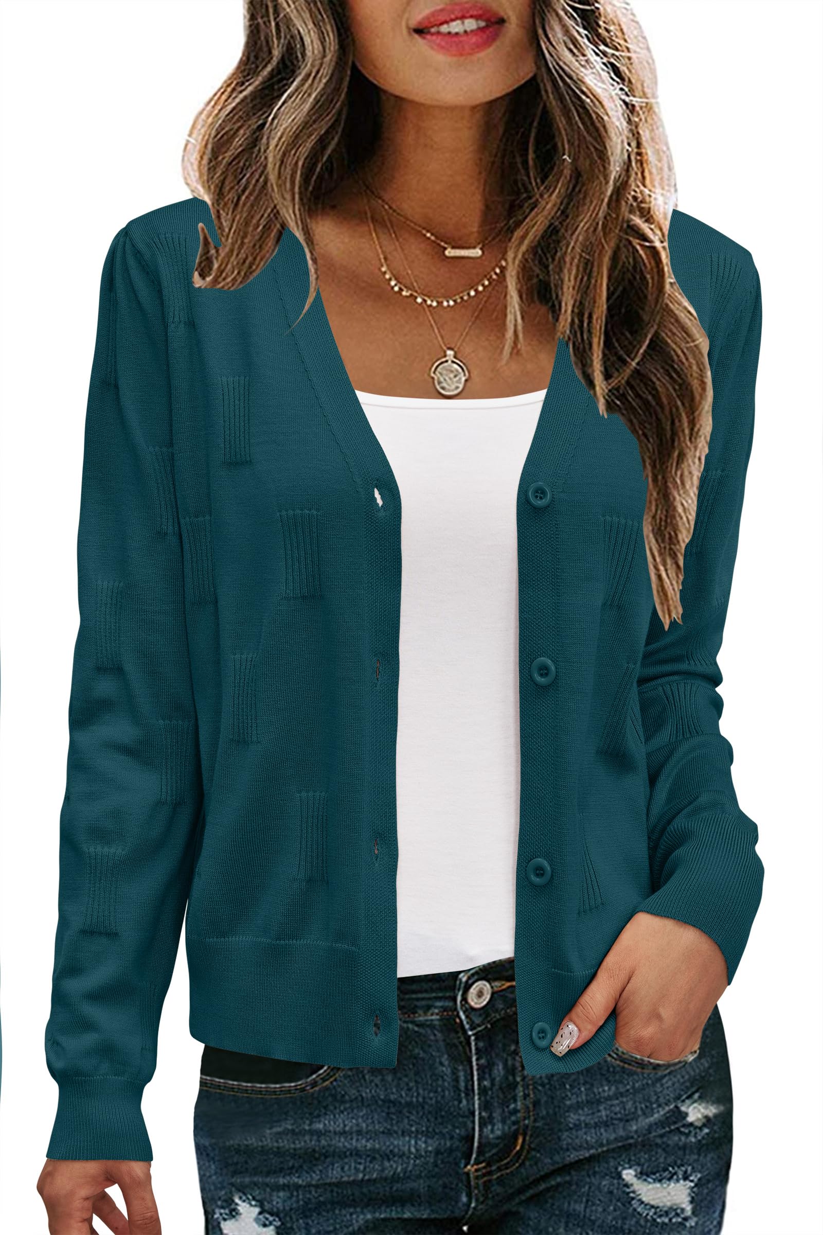 Arach&Cloz Women's Soft Cropped Cardigan Casual Lightweight Shrug Sweater Tops