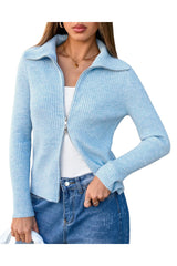 Arach&Cloz Women's Wool Blend Fall Fashion Zip Up Cardigan Sweaters 2025 Trendy