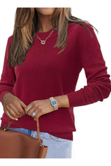 Arach&Cloz Women's Wool Blend Classic Crew Neck Casual Fall Sweaters