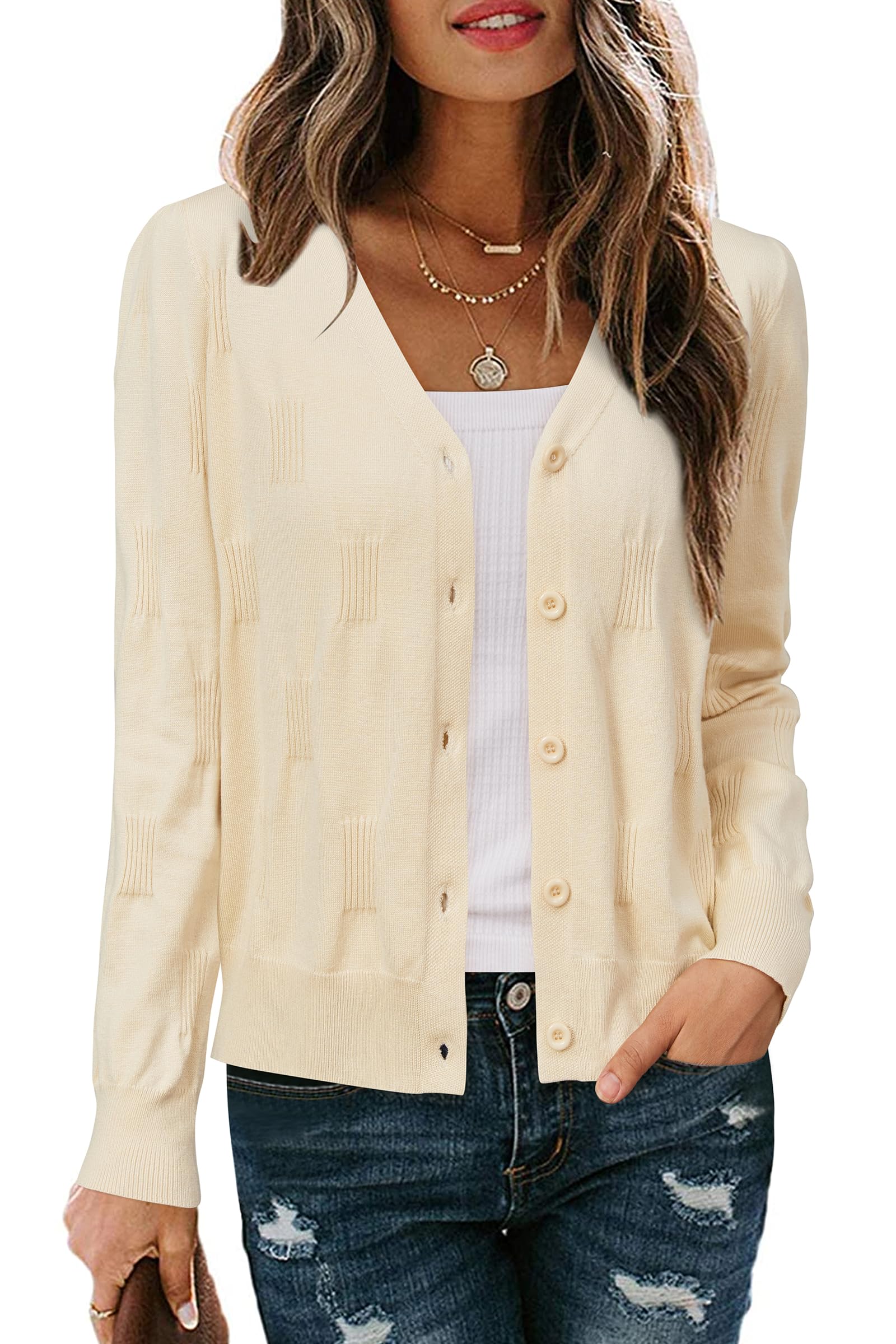 Arach&Cloz Women's Soft Cropped Cardigan Casual Lightweight Shrug Sweater Tops