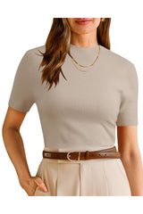 Arach&Cloz Women's Wool Blend Fall Seamless Rip Resistant Tops Opaque Business Casual Shirts