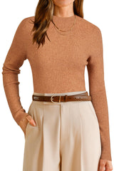 Arach&Cloz Women's Wool Blend Fall Seamless Rip Resistant Warm Layered Tops Business Casual Sweaters