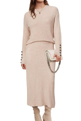 Arach&Cloz Wool-Blend Long-Sleeve Midi Two-Piece Set — product image 11