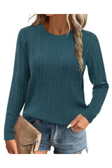 Arach&Cloz Women's Summer Fall Scalloped Lace Cuff Crewneck Tops Textured Shirts