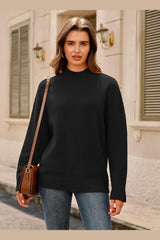 Arach&Cloz Women's Wool Blend Soft Mock Neck Casual Oversized Fall Sweater