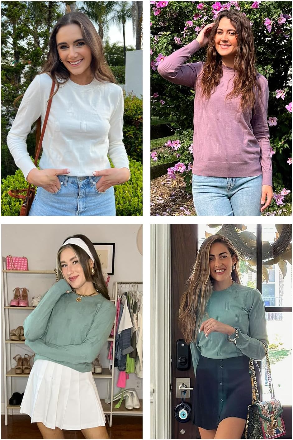 Arach&Cloz Women's Soft Knit Sweater Fall Dressy Casual Pullover Tops