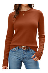 Arach&Cloz Women's Wool Blend Button-Cuff Fall Fashion Casual Sweaters