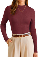 Arach&Cloz Women's Wool Blend Fall Seamless Rip Resistant Tops Opaque Business Casual Shirts