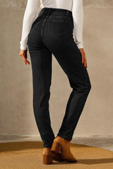 Arach&Cloz Women's Thin Fleece Lined Jeans High Waisted Stretch Warm Straight Leg Pants 2025