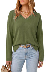 Arach&Cloz Women's Wool Blend Oversized V Neck Fall Casual Pullover Sweater