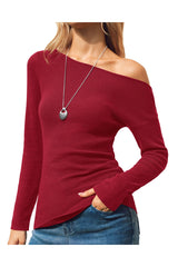 Arach&Cloz Women's Wool Blend Off The Shoulder Ruched Slim Fit Fall Sweaters 2025