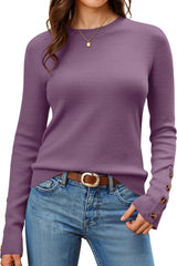 Arach&Cloz Women's Wool Blend Button-Cuff Fall Fashion Casual Sweaters