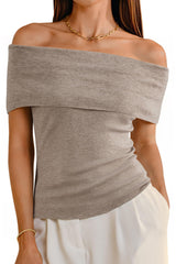 Arach&Cloz Women's Convertible Neckline Off-Shoulder Cowl Neck Slim Fit Tops 2025