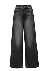 Arach&Cloz Women's Contrast Waistband Fall Business Casual Wide Leg Jeans