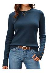 Arach&Cloz Women's Wool Blend Button-Cuff Fall Fashion Casual Sweaters