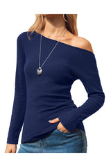 Arach&Cloz Women's Wool Blend Off The Shoulder Ruched Slim Fit Fall Sweaters 2025
