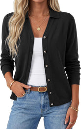 Arach&Cloz Wool-Blend Collared Cardigan — product image 1