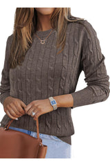 Arach&Cloz Women's Wool Blend Classic Crew Neck Casual Fall Sweaters