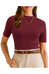 Arach&Cloz Women's Wool Blend Fall Seamless Rip Resistant Tops Opaque Business Casual Shirts