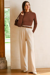 Arach&Cloz Women's Wool Blend Fall Seamless Rip Resistant Warm Layered Tops Business Casual Sweaters