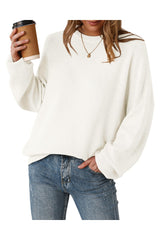 Arach&Cloz Women's Wool Blend Oversized Sweaters Crewneck Casual Fall Outfits Fashion Tops