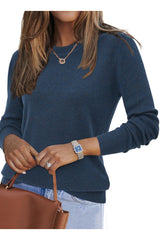 Arach&Cloz Women's Wool Blend Classic Crew Neck Casual Fall Sweaters