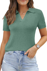 Arach&Cloz Women's Wool Blend Summer Fall Tops Business Casual Polo Shirts 2025