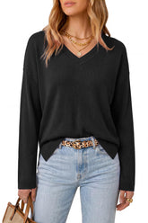 Arach&Cloz Wool-Blend Oversized V-Neck Pullover — product image 17