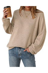 Arach&Cloz Women's Wool Blend Oversized Sweaters Crewneck Casual Fall Outfits Fashion Tops