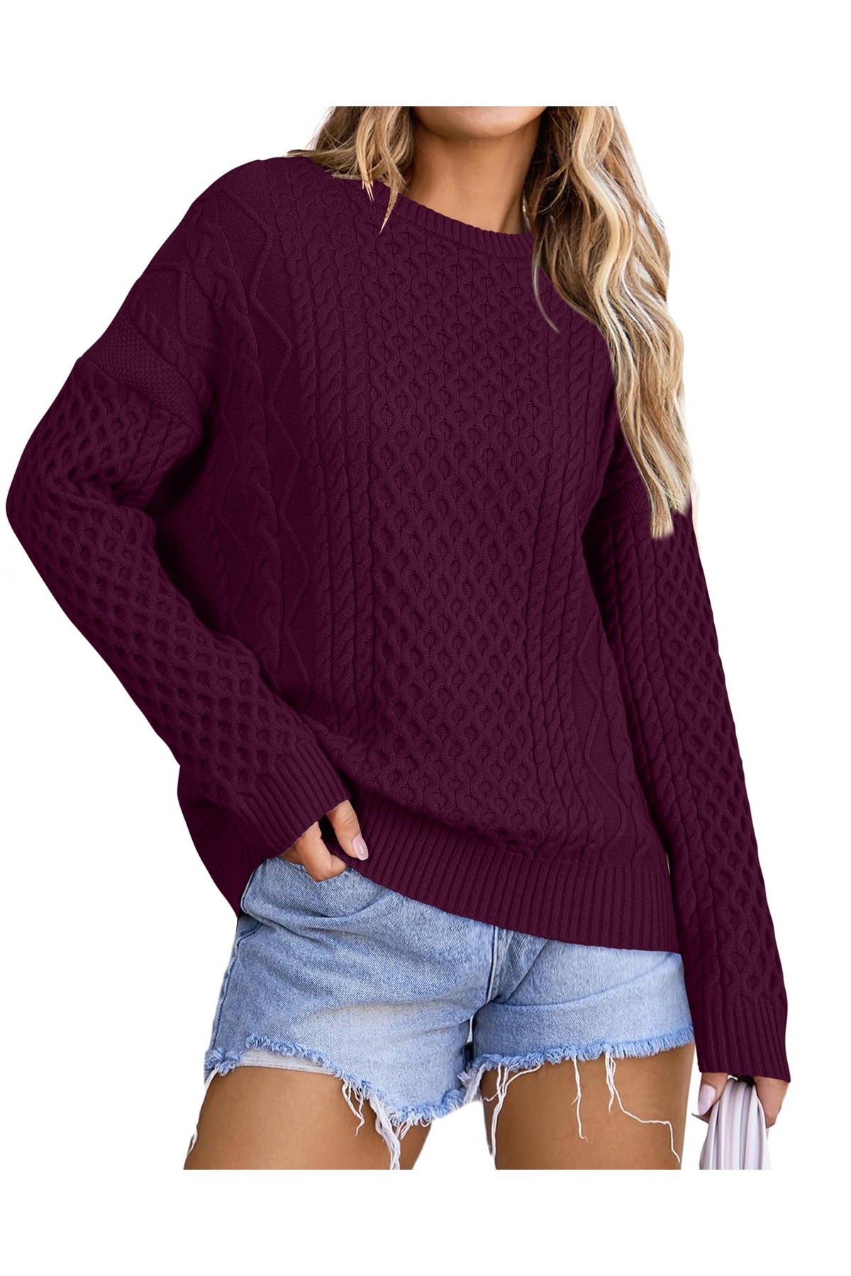 Arach&Cloz Women's Wool Blend Cable Knit Fall Winter Chunky Oversized Sweaters 2025