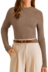 Arach&Cloz Women's Wool Blend Fall Seamless Rip Resistant Warm Layered Tops Business Casual Sweaters