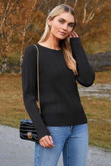 Arach&Cloz Scalloped-Cuff Crew-Neck Knit Top — product image 4