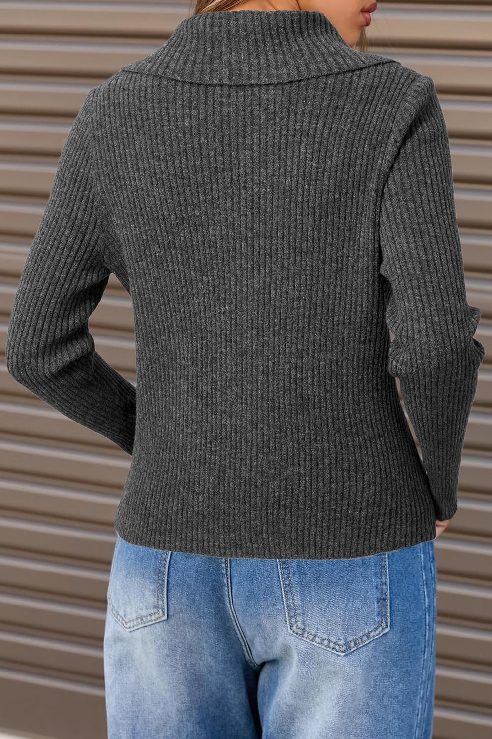 Arach&Cloz Women's Wool Blend Fall Fashion Zip Up Cardigan Sweaters 2025 Trendy