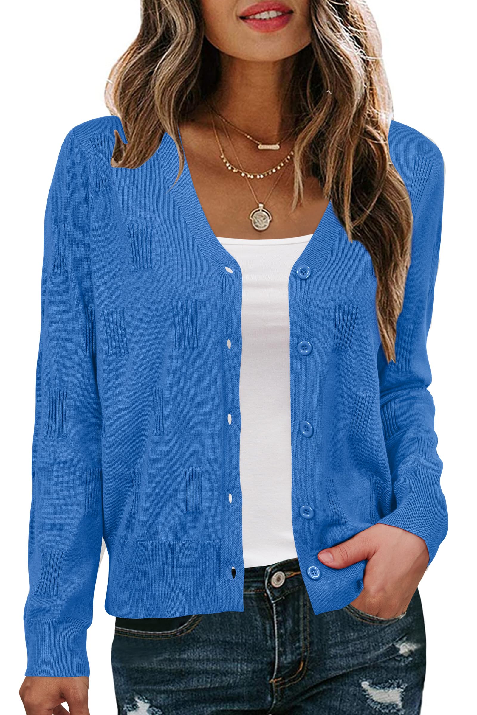 Arach&Cloz Women's Soft Cropped Cardigan Casual Lightweight Shrug Sweater Tops