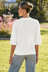 Arach&Cloz Women¡¯s 100% Cotton Fall Casual Relaxed Fit Crochet Tops 2025