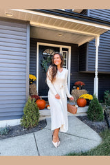 Arach&Cloz Women's Wool Blend Tie Waist Pleated Fall Sweater Dress 2025