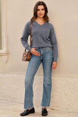 Arach&Cloz Women's Wool Blend V Neck Fall Business Casual Sweater Tops 2025