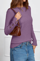 Arach&Cloz Women's Wool Blend Button-Cuff Fall Fashion Casual Sweaters