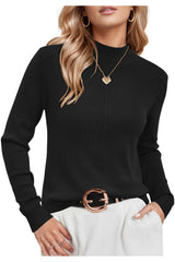 Wool Blend Sweaters Mock Neck Business Casual Outfits