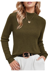 Wool Blend Sweaters Mock Neck Business Casual Outfits