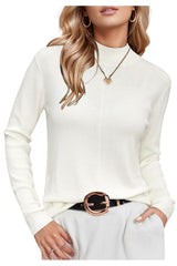 Wool Blend Sweaters Mock Neck Business Casual Outfits