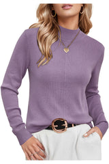 Wool Blend Sweaters Mock Neck Business Casual Outfits