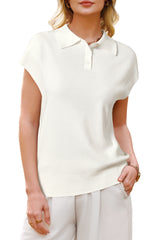 Arach&Cloz Women's Wool Blend Cap Sleeve Polo Sweater Vest(2026)