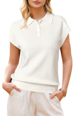 Arach&Cloz Women's Wool Blend Cap Sleeve Polo Sweater Vest(2026)