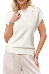 Arach&Cloz Women's Wool Blend Cap Sleeve Polo Sweater Vest(2026)