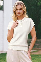 Arach&Cloz Women's Wool Blend Cap Sleeve Polo Sweater Vest(2026)
