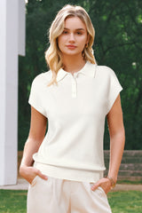 Arach&Cloz Women's Wool Blend Cap Sleeve Polo Sweater Vest(2026)