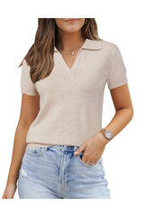 Women's Wool Blend Summer Fall Tops Polo Shirts