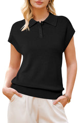 Arach&Cloz Women's Wool Blend Cap Sleeve Polo Sweater Vest(2026)