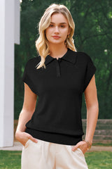 Arach&Cloz Women's Wool Blend Cap Sleeve Polo Sweater Vest(2026)